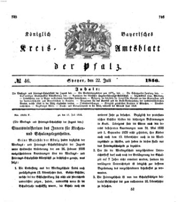 Königlich-bayerisches Kreis-Amtsblatt der Pfalz (Königlich bayerisches Amts- und Intelligenzblatt für die Pfalz) Dienstag 22. Juli 1856