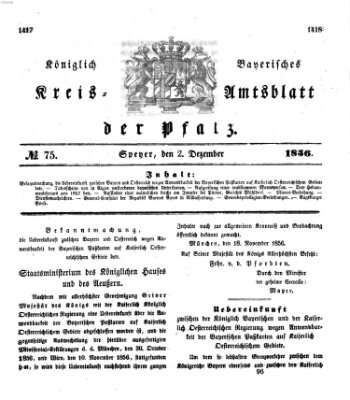 Königlich-bayerisches Kreis-Amtsblatt der Pfalz (Königlich bayerisches Amts- und Intelligenzblatt für die Pfalz) Dienstag 2. Dezember 1856