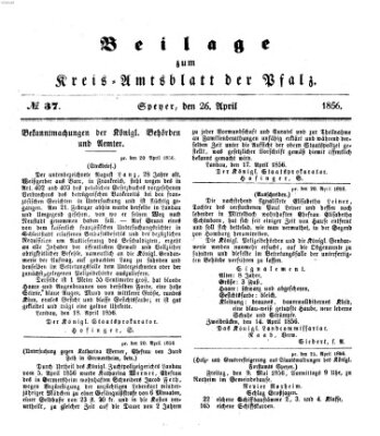 Königlich-bayerisches Kreis-Amtsblatt der Pfalz (Königlich bayerisches Amts- und Intelligenzblatt für die Pfalz) Samstag 26. April 1856