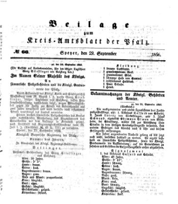 Königlich-bayerisches Kreis-Amtsblatt der Pfalz (Königlich bayerisches Amts- und Intelligenzblatt für die Pfalz) Montag 29. September 1856