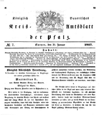 Königlich-bayerisches Kreis-Amtsblatt der Pfalz (Königlich bayerisches Amts- und Intelligenzblatt für die Pfalz) Freitag 30. Januar 1857