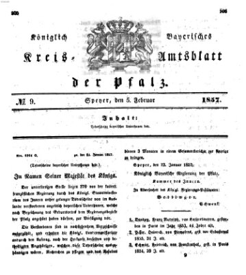 Königlich-bayerisches Kreis-Amtsblatt der Pfalz (Königlich bayerisches Amts- und Intelligenzblatt für die Pfalz) Donnerstag 5. Februar 1857