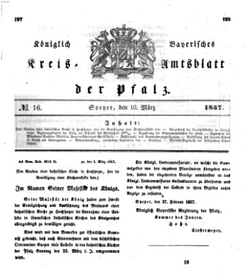 Königlich-bayerisches Kreis-Amtsblatt der Pfalz (Königlich bayerisches Amts- und Intelligenzblatt für die Pfalz) Dienstag 10. März 1857