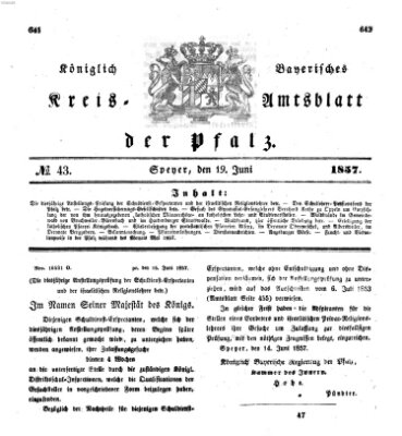 Königlich-bayerisches Kreis-Amtsblatt der Pfalz (Königlich bayerisches Amts- und Intelligenzblatt für die Pfalz) Freitag 19. Juni 1857