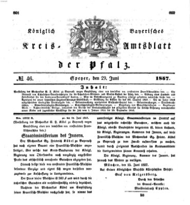 Königlich-bayerisches Kreis-Amtsblatt der Pfalz (Königlich bayerisches Amts- und Intelligenzblatt für die Pfalz) Montag 29. Juni 1857