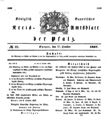 Königlich-bayerisches Kreis-Amtsblatt der Pfalz (Königlich bayerisches Amts- und Intelligenzblatt für die Pfalz) Samstag 17. Oktober 1857