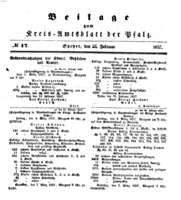 Königlich-bayerisches Kreis-Amtsblatt der Pfalz (Königlich bayerisches Amts- und Intelligenzblatt für die Pfalz) Mittwoch 25. Februar 1857