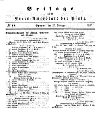 Königlich-bayerisches Kreis-Amtsblatt der Pfalz (Königlich bayerisches Amts- und Intelligenzblatt für die Pfalz) Freitag 27. Februar 1857