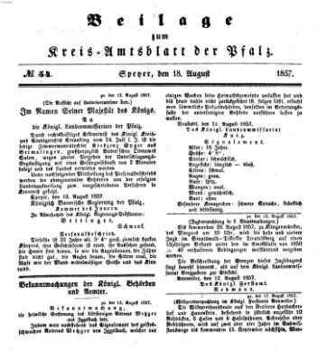 Königlich-bayerisches Kreis-Amtsblatt der Pfalz (Königlich bayerisches Amts- und Intelligenzblatt für die Pfalz) Dienstag 18. August 1857