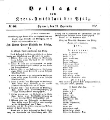 Königlich-bayerisches Kreis-Amtsblatt der Pfalz (Königlich bayerisches Amts- und Intelligenzblatt für die Pfalz) Montag 21. September 1857