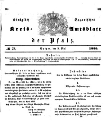 Königlich-bayerisches Kreis-Amtsblatt der Pfalz (Königlich bayerisches Amts- und Intelligenzblatt für die Pfalz) Donnerstag 5. Mai 1859