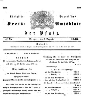 Königlich-bayerisches Kreis-Amtsblatt der Pfalz (Königlich bayerisches Amts- und Intelligenzblatt für die Pfalz) Freitag 2. Dezember 1859