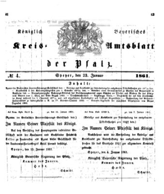 Königlich-bayerisches Kreis-Amtsblatt der Pfalz (Königlich bayerisches Amts- und Intelligenzblatt für die Pfalz) Mittwoch 23. Januar 1861