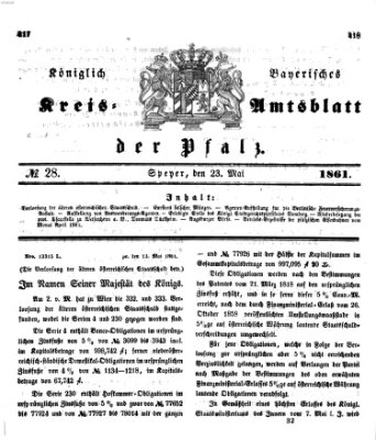 Königlich-bayerisches Kreis-Amtsblatt der Pfalz (Königlich bayerisches Amts- und Intelligenzblatt für die Pfalz) Donnerstag 23. Mai 1861