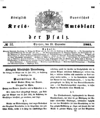 Königlich-bayerisches Kreis-Amtsblatt der Pfalz (Königlich bayerisches Amts- und Intelligenzblatt für die Pfalz) Montag 23. September 1861