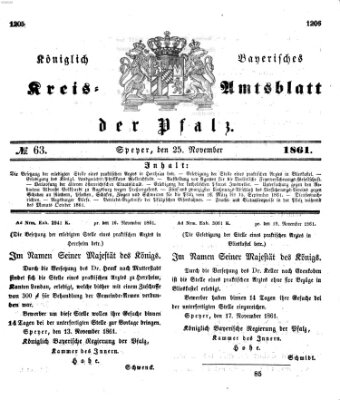 Königlich-bayerisches Kreis-Amtsblatt der Pfalz (Königlich bayerisches Amts- und Intelligenzblatt für die Pfalz) Montag 25. November 1861