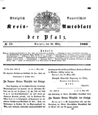 Königlich-bayerisches Kreis-Amtsblatt der Pfalz (Königlich bayerisches Amts- und Intelligenzblatt für die Pfalz) Donnerstag 20. März 1862
