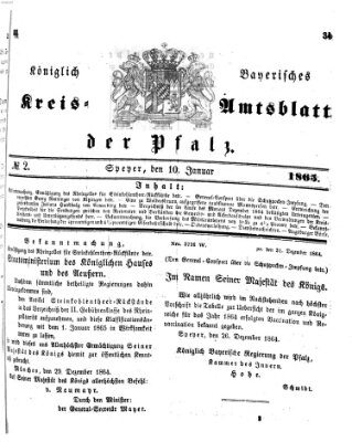 Königlich-bayerisches Kreis-Amtsblatt der Pfalz (Königlich bayerisches Amts- und Intelligenzblatt für die Pfalz) Dienstag 10. Januar 1865