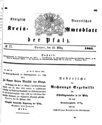 Königlich-bayerisches Kreis-Amtsblatt der Pfalz (Königlich bayerisches Amts- und Intelligenzblatt für die Pfalz) Mittwoch 15. März 1865