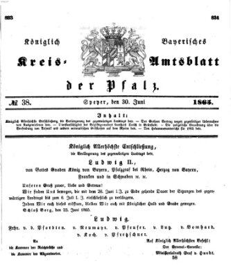 Königlich-bayerisches Kreis-Amtsblatt der Pfalz (Königlich bayerisches Amts- und Intelligenzblatt für die Pfalz) Freitag 30. Juni 1865