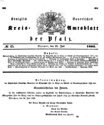 Königlich-bayerisches Kreis-Amtsblatt der Pfalz (Königlich bayerisches Amts- und Intelligenzblatt für die Pfalz) Dienstag 25. Juli 1865