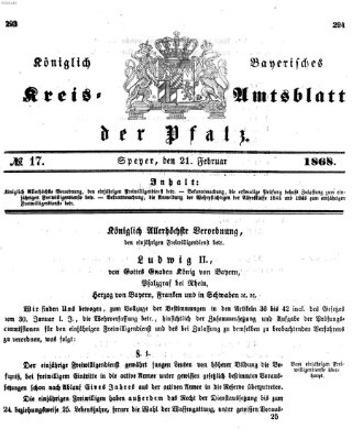 Königlich-bayerisches Kreis-Amtsblatt der Pfalz (Königlich bayerisches Amts- und Intelligenzblatt für die Pfalz) Freitag 21. Februar 1868