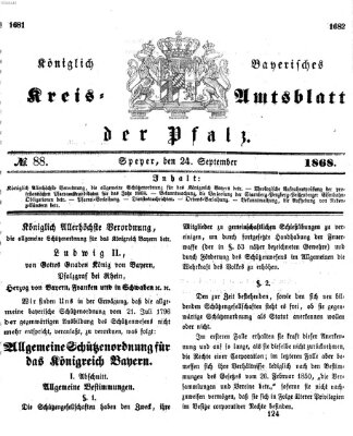 Königlich-bayerisches Kreis-Amtsblatt der Pfalz (Königlich bayerisches Amts- und Intelligenzblatt für die Pfalz) Donnerstag 24. September 1868