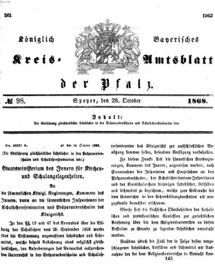 Königlich-bayerisches Kreis-Amtsblatt der Pfalz (Königlich bayerisches Amts- und Intelligenzblatt für die Pfalz) Mittwoch 28. Oktober 1868