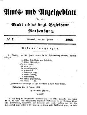 Amts- und Anzeigenblatt für die Stadt und das Königl. Bezirksamt Rothenburg Mittwoch 24. Januar 1866