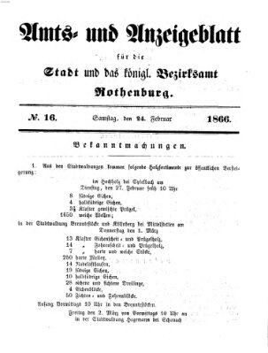 Amts- und Anzeigenblatt für die Stadt und das Königl. Bezirksamt Rothenburg Samstag 24. Februar 1866
