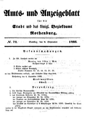 Amts- und Anzeigenblatt für die Stadt und das Königl. Bezirksamt Rothenburg Samstag 8. September 1866