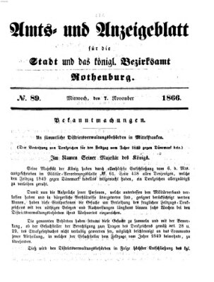 Amts- und Anzeigenblatt für die Stadt und das Königl. Bezirksamt Rothenburg Mittwoch 7. November 1866