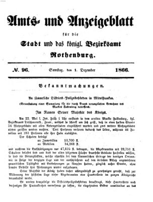 Amts- und Anzeigenblatt für die Stadt und das Königl. Bezirksamt Rothenburg Samstag 1. Dezember 1866