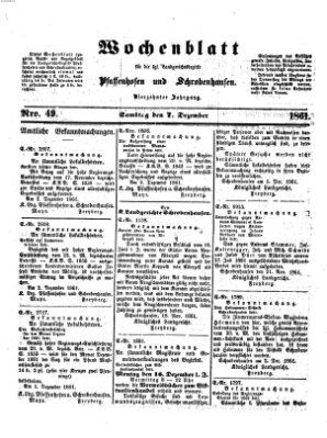 Wochenblatt für die königl. Landgerichtsbezirke Pfaffenhofen und Schrobenhausen (Amts-Blatt für den Verwaltungs- und Gerichts-Bezirk Schrobenhausen) Samstag 7. Dezember 1861