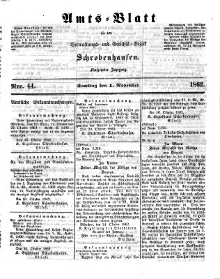 Amts-Blatt für den Verwaltungs- und Gerichts-Bezirk Schrobenhausen Samstag 1. November 1862