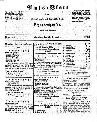 Amts-Blatt für den Verwaltungs- und Gerichts-Bezirk Schrobenhausen Samstag 6. Dezember 1862