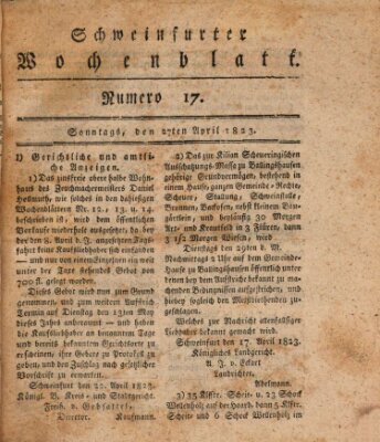 Schweinfurter Wochenblatt Sonntag 27. April 1823