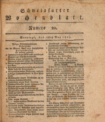 Schweinfurter Wochenblatt Sonntag 18. Mai 1823