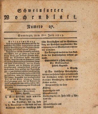 Schweinfurter Wochenblatt Sonntag 6. Juli 1823