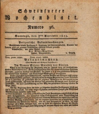 Schweinfurter Wochenblatt Sonntag 7. September 1823