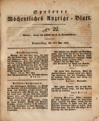 Speyerer wöchentliches Anzeige-Blatt Donnerstag 29. Mai 1823