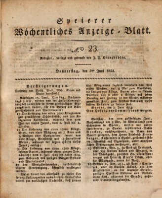 Speyerer wöchentliches Anzeige-Blatt Donnerstag 5. Juni 1823