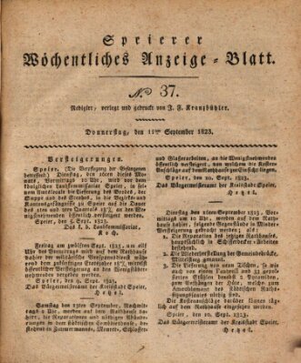 Speyerer wöchentliches Anzeige-Blatt Donnerstag 11. September 1823