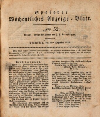 Speyerer wöchentliches Anzeige-Blatt Donnerstag 25. Dezember 1823