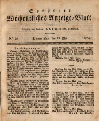 Speyerer wöchentliches Anzeige-Blatt Donnerstag 13. Mai 1824