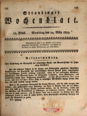 Straubinger Wochenblatt Montag 24. März 1823