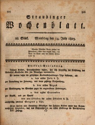 Straubinger Wochenblatt Montag 14. Juli 1823