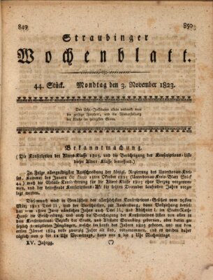 Straubinger Wochenblatt Montag 3. November 1823