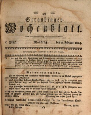 Straubinger Wochenblatt Montag 2. Februar 1824