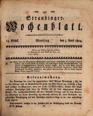Straubinger Wochenblatt Montag 5. April 1824